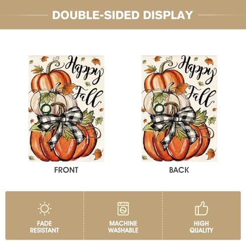 AVOIN colorlife Happy Fall Garden Flag 12x18 Inch Double Sided Outside