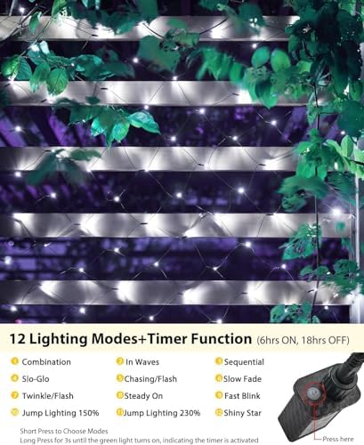 2 Pack 12×5FT 360 LED Christmas Net Lights Outdoor Mesh Lights Waterproof