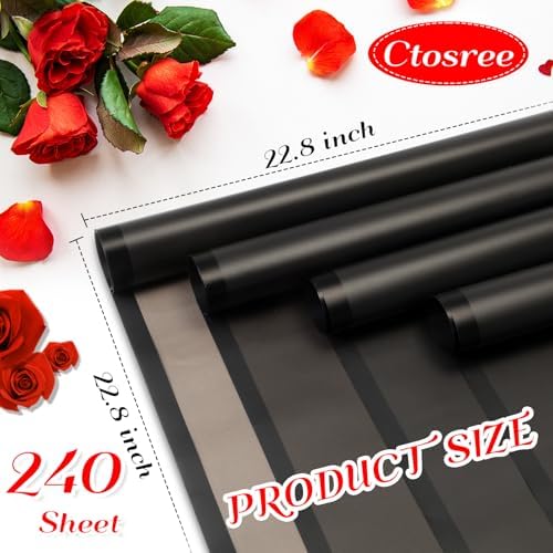 Ctosree 240Sheets Flower Wrapping Paper,Waterproof Korean Bouquet Wrap 23in