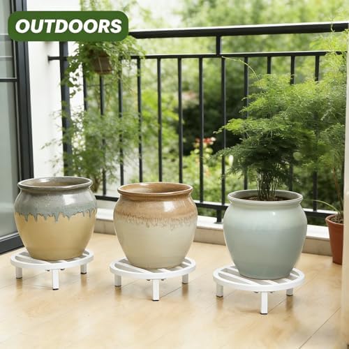 3 Pack 12 Inch Metal Plant Stands Outdoor Indoor Pot Riser,White