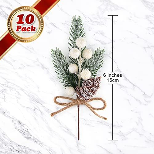 ELECLAND 10 Pcs Christmas Picks Decorations, White