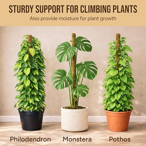 Moss Pole Monstera Plant Support, 2 Pack 48in Bendable Indoor Plant Stakes