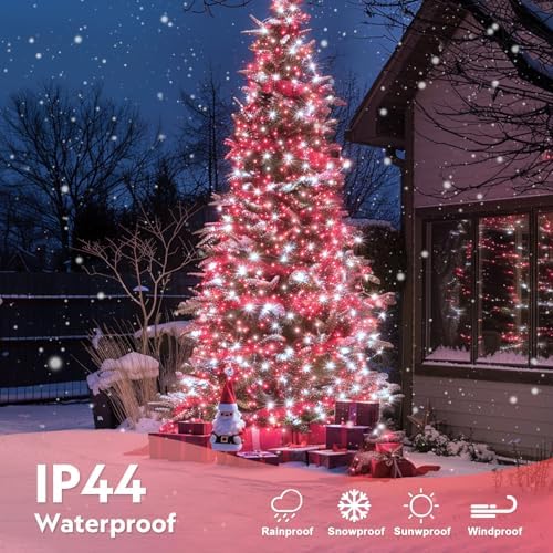 JMEXSUSS 400 LED Red and White Christmas Lights Outdoor with Remote