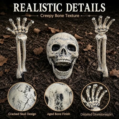 Halloween Decorations Outdoor Skeleton, Skeleton Coming Out of Ground, Scary Skulls Arms Decor for Outdoor Garden Graveyard Yard Lawn Outdoor Party Supplies