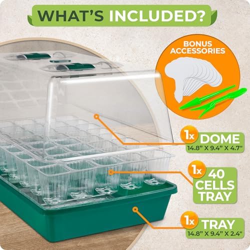 CARPATHEN Seed Starter Tray, Starting Kit with Hard Plastic Humidity Dome
