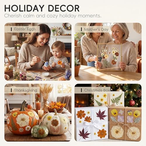 LUXEEASE 100P Vintage Warm Tone Dried Pressed Flowers