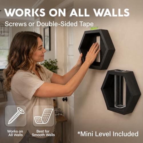 AVERGO Wall Plant Decor (2-Pack), Black Wood Indoor Wall Planter