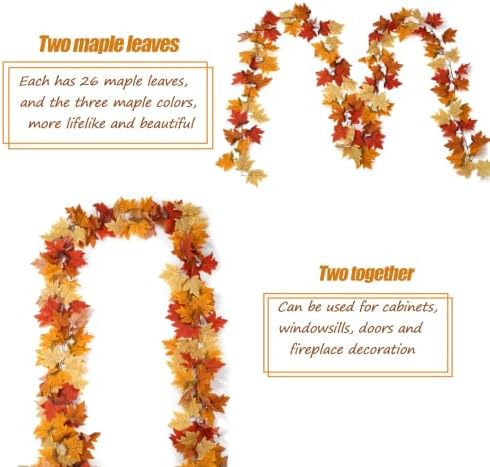 SITUMEIZI 6 Pcs 39Ft Autumn Leaf Garland for Fall Wedding Decor