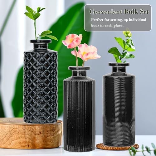 Glass Bud Vase Set in Bulk, 9pcs Mini Vintage Flower Vases
