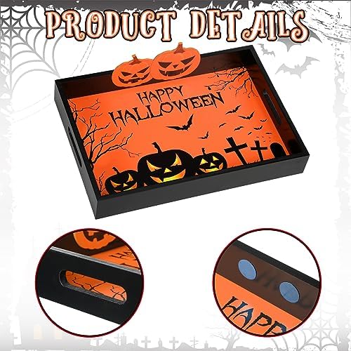 Huwena Halloween Serving Tray with Handles, Decorative, Pumpkin Platters