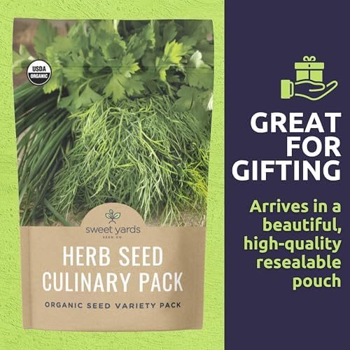 Organic Herb Seeds Variety Pack - 10 Individual Packs - 2026 Season - Basil, Cilantro, Dill, Thyme, Parsley and More! for Indoor & Outdoor Planting (Non-GMO, Certified Organic) (Pack of 2)