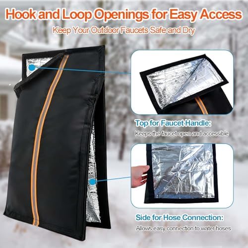 Outdoor Faucet Cover for RV Park & Yard Hydrant 25"x13" Waterproof Extended Spigot Insulated Water Faucet Cover Large Freeze and Heat Protector for Winter Outside Garden Lawn Backflow Sprinkler System