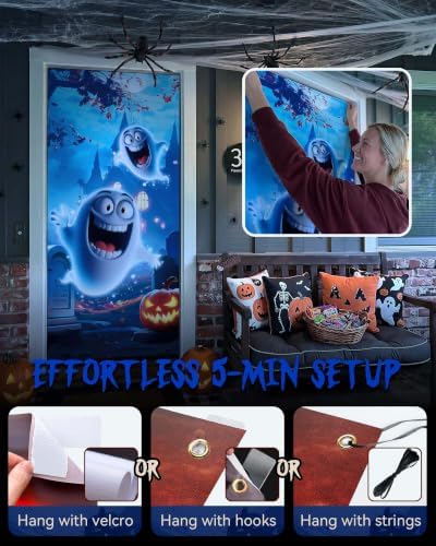Halloween Door Cover Decor, Outdoor Party Wall Backdrop Sign