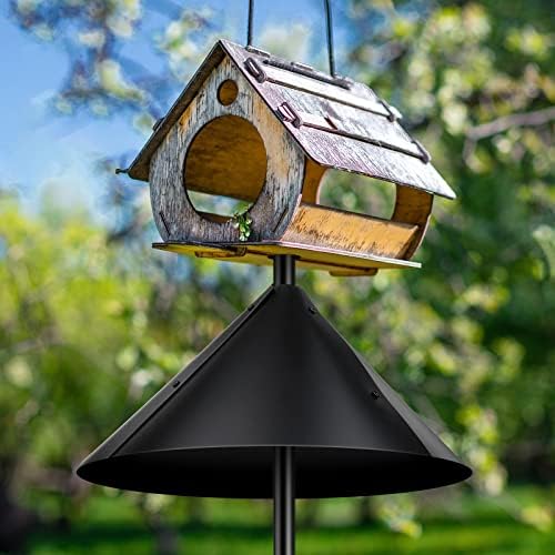 Tanlade 2 Pack Squirrel Baffle Guard Black Plastic Wide Wrap Around Guard Stopper Keep Squirrels Off Bird Feeder Baffle for Bird Feeder Pole Outside Shepherd Hooks(14 Inch)