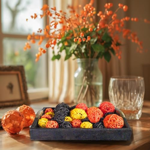 Qingbei Rina 20 PCS Fall Decorative Balls for Bowls, Orange Yellow Brown