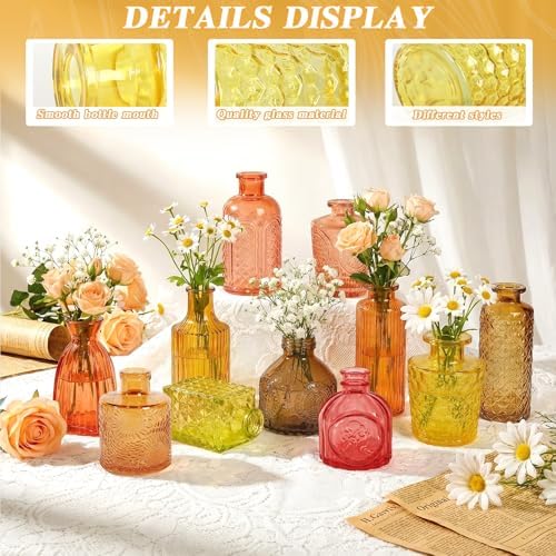 Set of 30 Gold Glass Bud Vases Small Textured Flower Vases