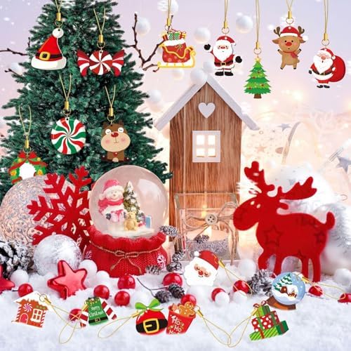 36PCS Christmas Ornaments Double Side Xmas Hanging Decor for Tree