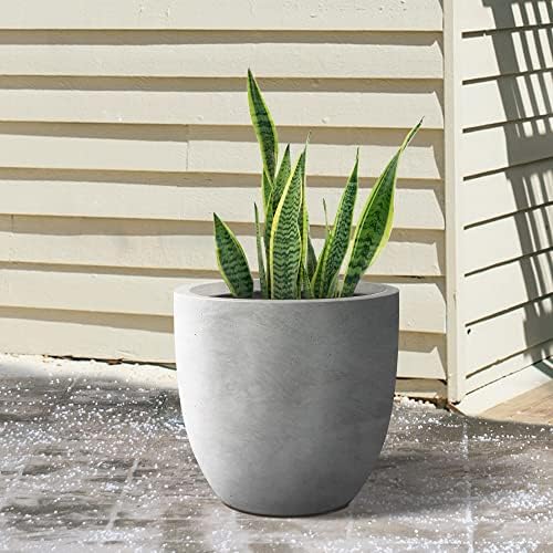 Kante Large Round Bowl Pale Gray Concrete Planter 18" Dia, Outdoor