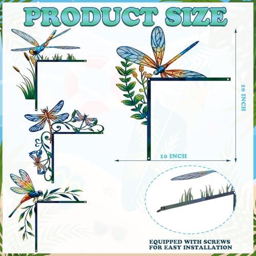 MorningRo 4 Pcs Dragonfly Themed Door Frame Topper Nature Metal Wall Art