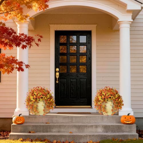 Homsunny Artificial Fake Mums Fall Flowers for Outdoor Outside Decoration