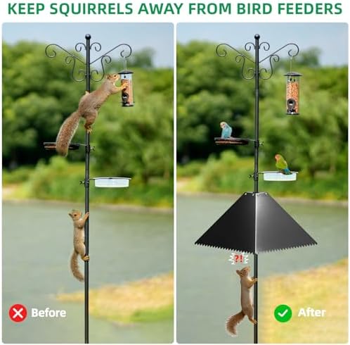 MIXXIDEA Metal Squirrel Baffle for Bird Feeder Pole, Pole Mount Bird House Guard, Squirrel Baffle for 4x4 Post (Black)