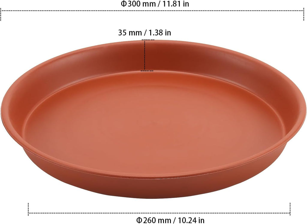 12 Pack Thickened 12 Inches Plastic Plant Pot Saucers, Plant Saucer Drip Tray with White Plant Labels, Flower Pot Tray