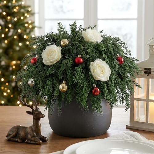 16PCS Christmas Cedar Pine Stems Branches Decor Artificial Greenery Picks
