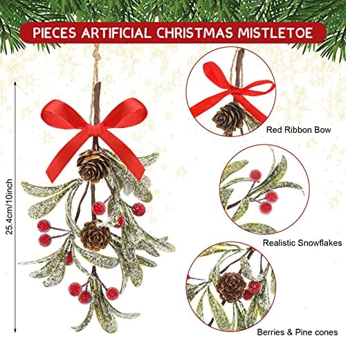 Giegxin 2 Piece Christmas Mistletoe Ornament,Bright Style,Red