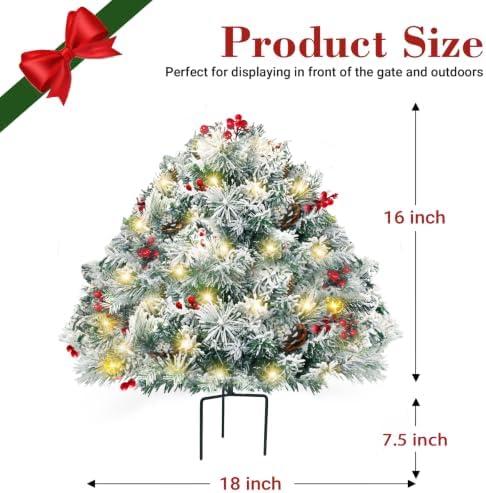 2 Pack Snowy Lighted Christmas Urn Filler, Outdoor Porch Decor