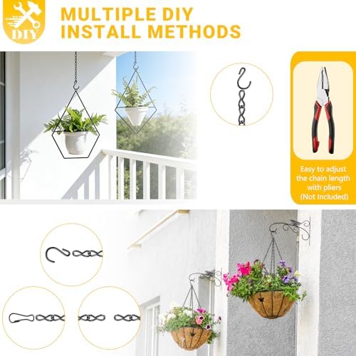 garini 180Inch Black Hanging Chain,Hanging Basket Chain for Planters