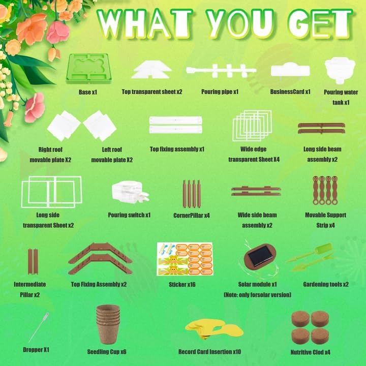 Kids Plant Growing Kit - Kids Greenhouse & Flower Growing Kit with Upgraded Irrigation & Grow Light – Perfect Gardening