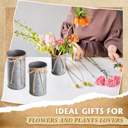 Zonon Farmhouse Vase Decor, Galvanized Flower Bucket,Black,9 Pcs