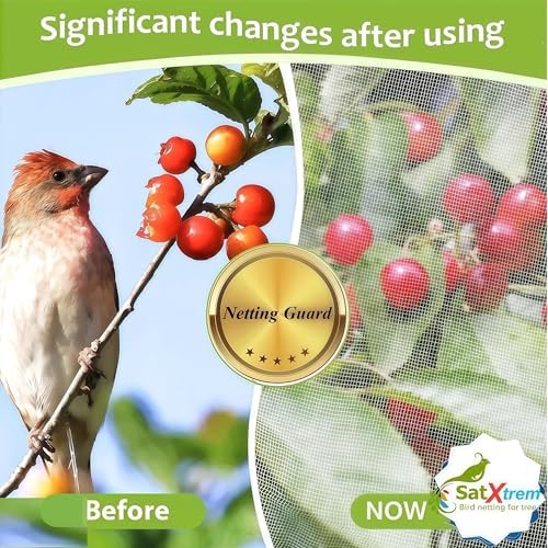 Drawstring & Zipper Fruit Tree Netting Cover - 2 Pack 7.3×6FT - Reusable Bird Netting for Blueberry Bushes, Anti-Cicada/Deer/Squirrel Large Plant Protection Net
