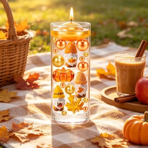 216PCS Fall Vases Fillers Pumpkin Maple Autumn Dwarf Orange Yellow Beads Table Party Festive Decoration