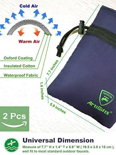 Pro Outdoor Water Faucet Cover Socks for Winter Freeze Protection, 5.9" W x 7.7" H, Mazarine Blue, Set of 4