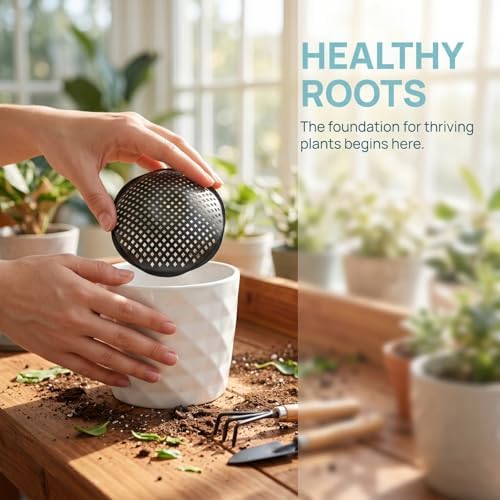10PCS Flower Pot Hole Mesh Pads, 4.5" Planter Drainage Insert Screens