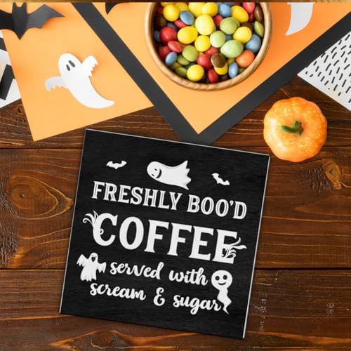 Halloween Decor, Coffee Bar Decorations, Ghost Wooden Decorative Sign