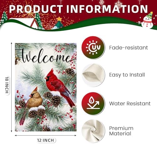 Welcome Christams Garden Flags for Outside 12x18 Inch Double Sided