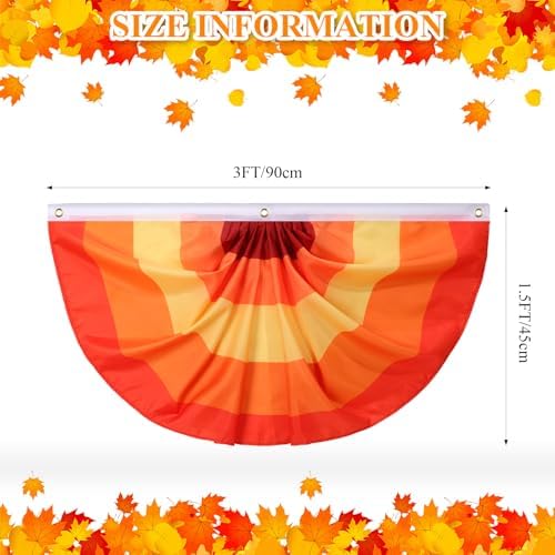 Newwiee 4 Pcs Thanksgiving Fall Bunting for Outside, Red, 3 x 1.5 ft