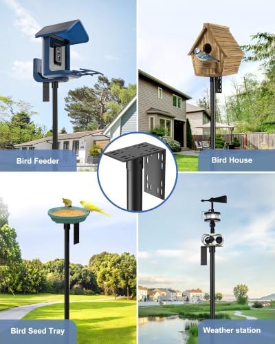 Onlyfly Bird Feeder Pole Stand – 60 Inch Height Feeding Station with 1-Inch Dia Heavy Duty for Hanging Feeders, 2026 Upgraded Bird House Pole Mount Kit for Outdoor, Slip-Fit Connection