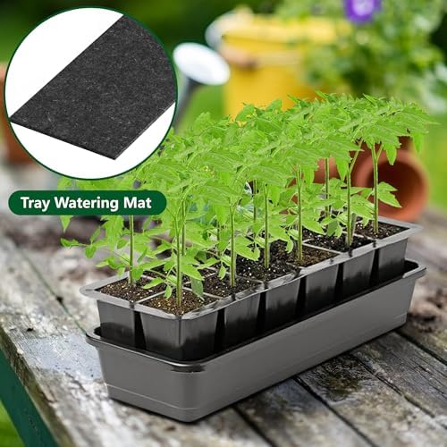 EBaokuup 8 Pcs 12-Cell Replacement Capillary Mats-18.5 x 3.5 Inches Self Watering Seed Starting Mat-Capillary Mats for Indoor Gardening Greenhouse Plant Seed Starting