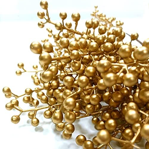 Artificial Berry, Fake Burgundy Berry, (20 pcs, 12" Each), Artificial Berries Stems for Xmas Tree Wreath Decorations Home Decor (GoldenBerry)