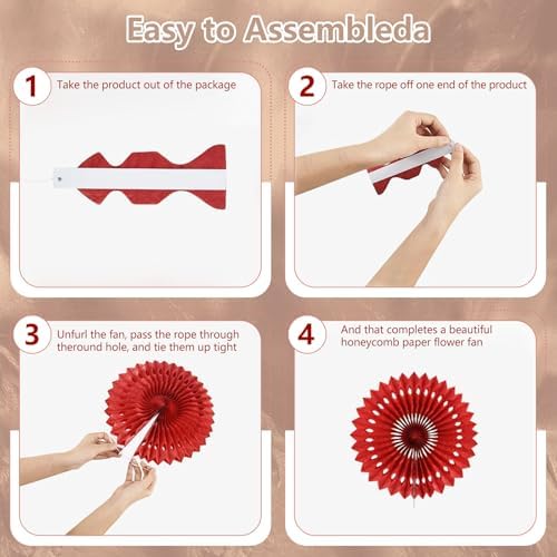 20 Pcs Brown Hanging Paper Fan, Hanging Honeycomb Round Paper Fans for Weddings, Birthdays, Christmas, Baby Showers, Classroom, Events Ceiling Party Supplies Decorations