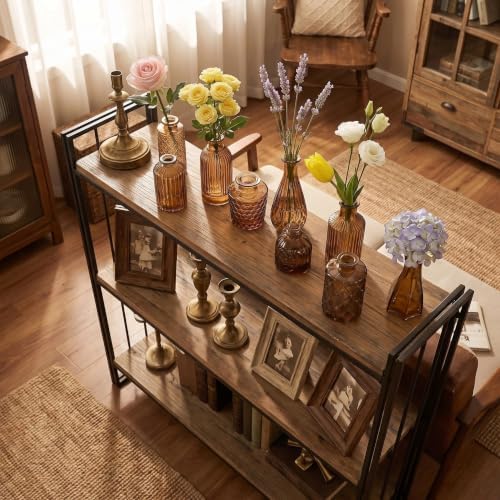 Mini Bud Vases Centerpieces for Tables,Clear Bud Vases for Flowers,Small Flower Vases Suitable for Birthday Party,Anniversary,Wedding Reception,Baby Shower (Amber, 12PCS)