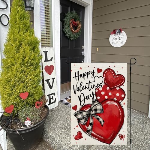 CROWNED BEAUTY Valentines Day Hearts Garden Flag for Outside 12x18