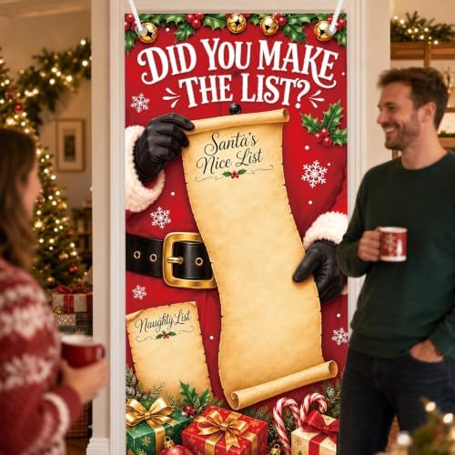 Christmas Gift List Door Cover 71x35 Inch Decorations