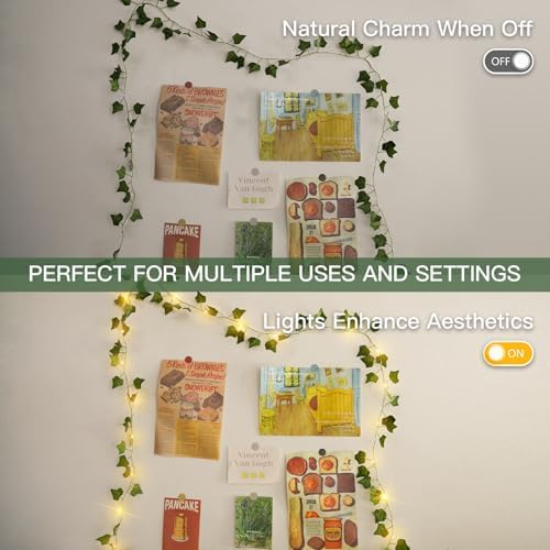 suddus Ivy Vine with Fairy Lights, 6.56ft 20LED Battery Leaf String Lights