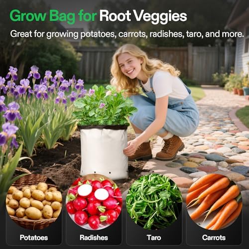 VIVOSUN 100-Pack 3 Gallon Grow Bags for Plants, Black-and-White Thick Plastic Bags for Potting Seedlings, and Rooting