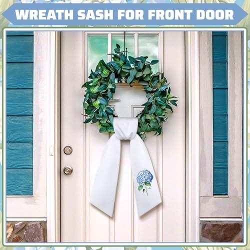 VitalCozy Spring Hydrangea Wreath Sash, Satin for Embroidery Front Door