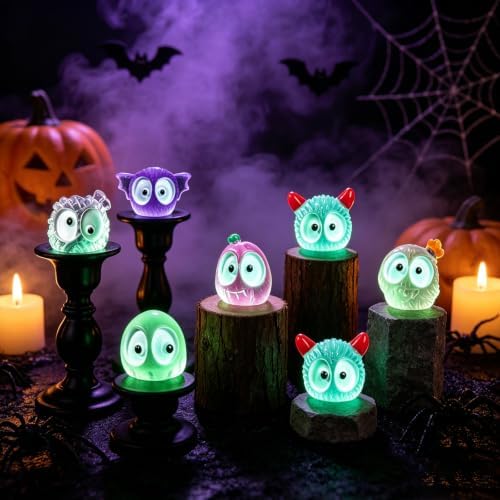 56 Pcs Halloween Luminous Mini Miniature Resin Ghost Figurines